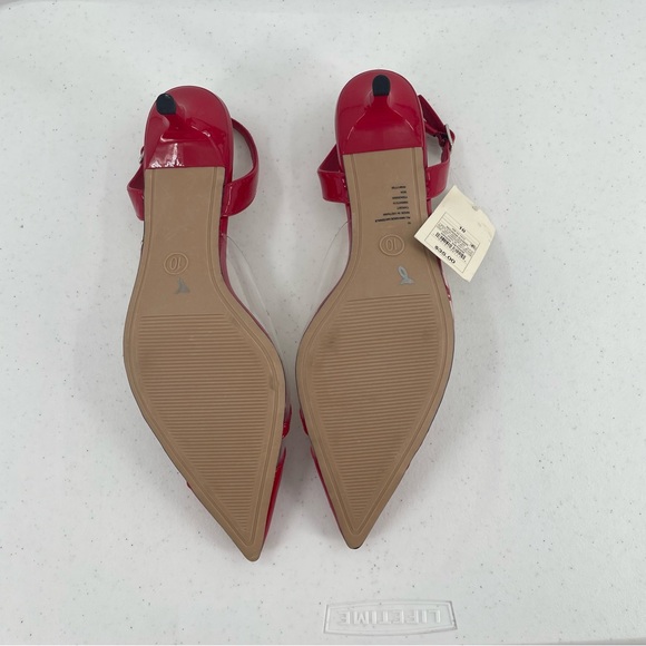 NWT A New Day Eleanor Heart Slingback Kitten Heels Red Patent Clear Shoes - Picture 7 of 8